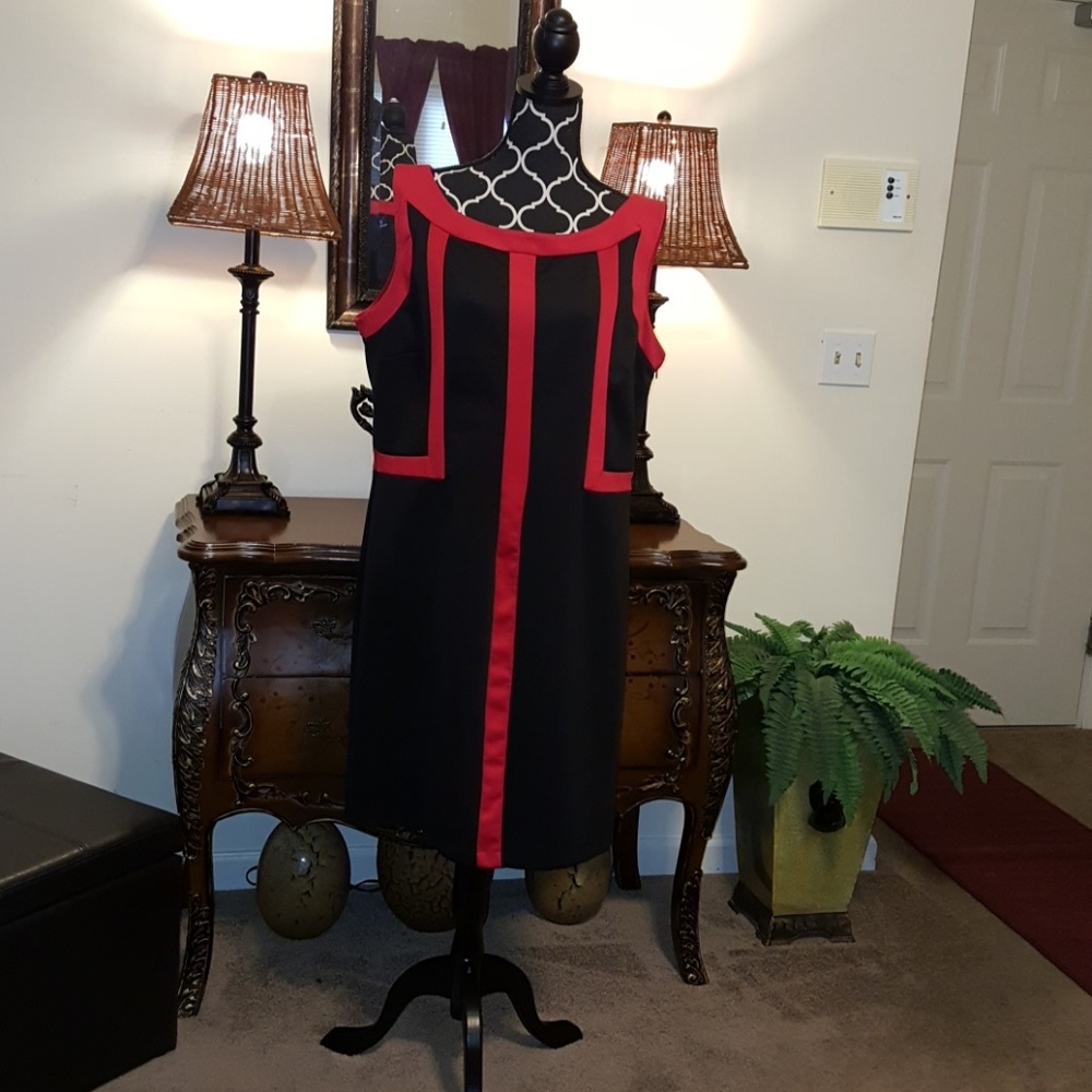 Red and Black Sleeveless Dress